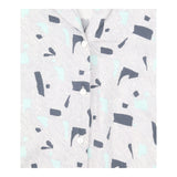 Grey Mint Abstract Print Long Sleeve Button Front 