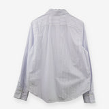 Shirt Blue White Stripe Cotton Poplin Long Sleeve 