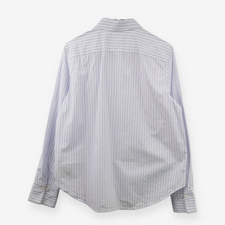 Shirt Blue White Stripe Cotton Poplin Long Sleeve 