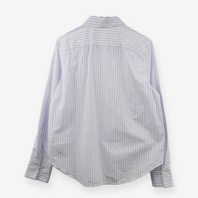 Shirt Blue White Stripe Cotton Poplin Long Sleeve 