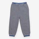 Blue and white knit joggers