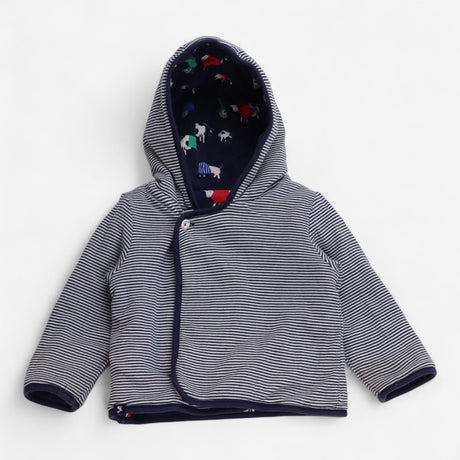 Hooded Jacket Reversible Farm Friends and Striped