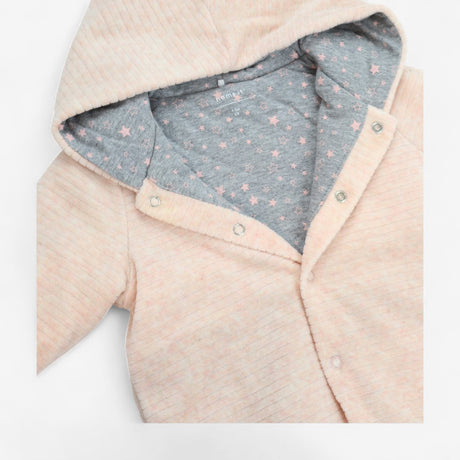 Popper jacket velour pink ribbed