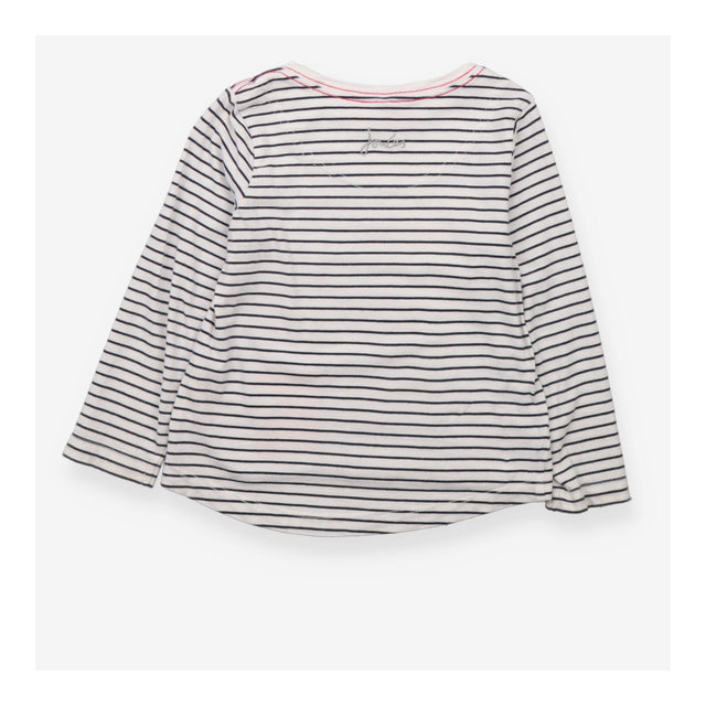Tee Long Sleeve White and Navy Stripes with Sequin