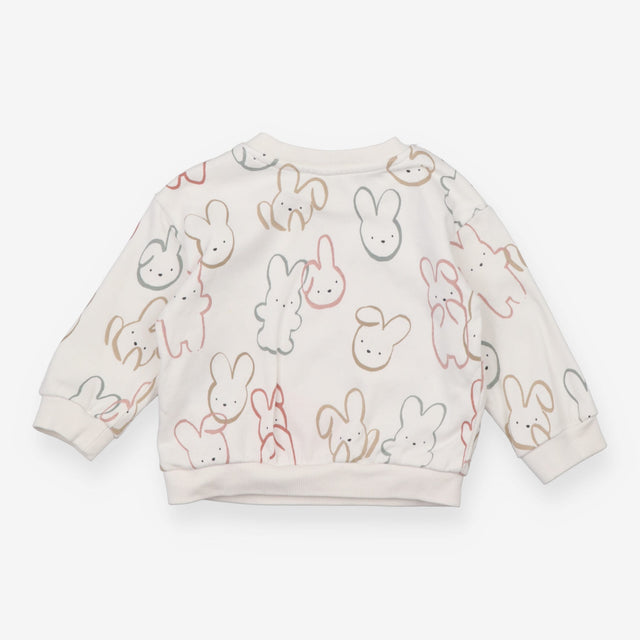White Sweater With Rabbit Print 