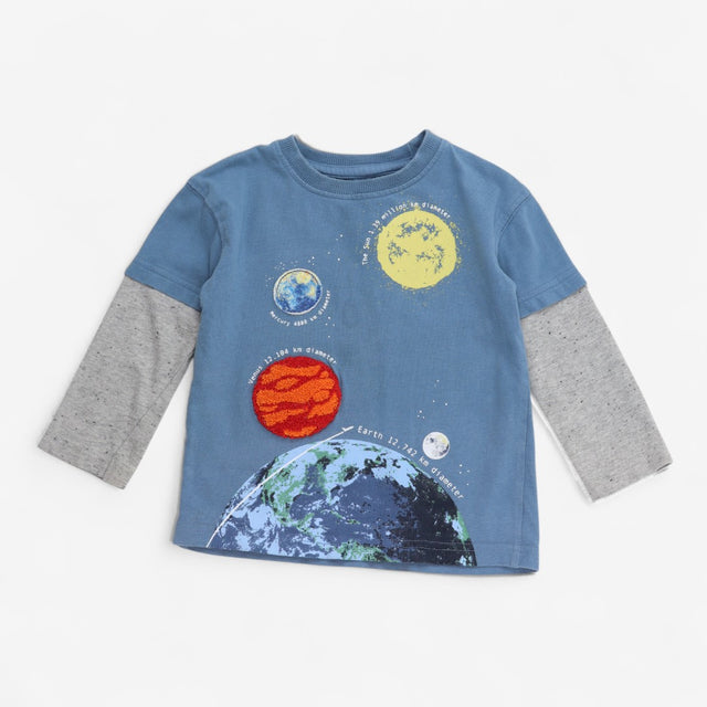 T-shirt Long Sleeve Blue Solar System