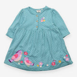 Dress LS jersey spot pink birds
