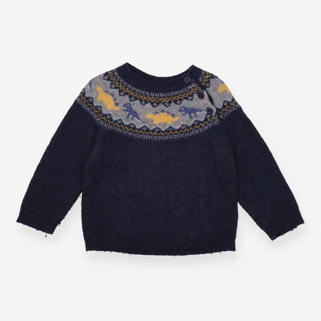 Navy Dinosaur Knit Sweater