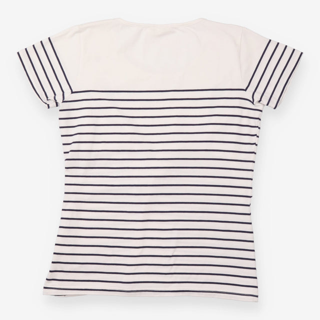 Nursing Top Cream Navy Breton Stripe Layered Short