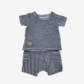 Blue Stripe Towelling Shorts and Top with Starfish