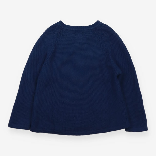 Navy Knit Cardigan with Flowers