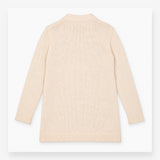 Open Front Chunky Cotton Knit Cardigan Cream