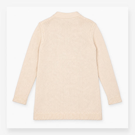 Open Front Chunky Cotton Knit Cardigan Cream