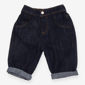 Jeans Dark Denim Turn Up with Popper Waist