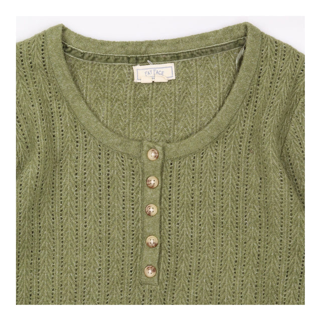 Khaki Green Pointelle Henley Long Sleeve K