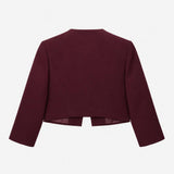 Jacket Burgundy Open Front Crop Tailored