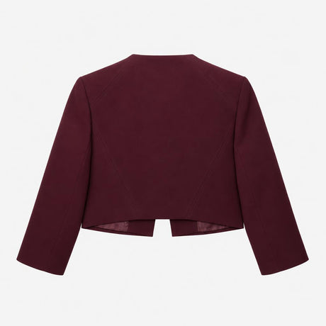 Jacket Burgundy Open Front Crop Tailored