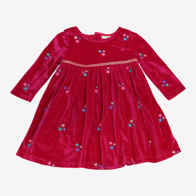 Dress long sleeve pink velour with stars