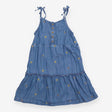 Denim Tiered Dress with Embroidered Bees 