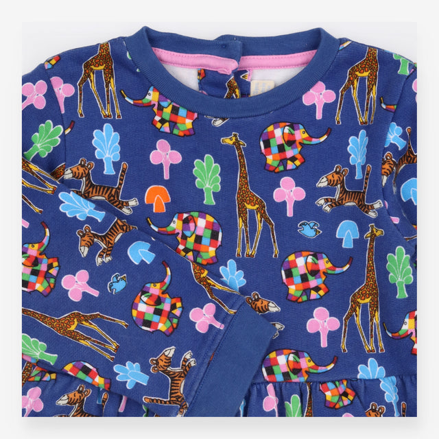 Dress Long Sleeve Blue Elmer and Friends