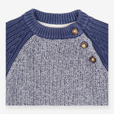 Blue Knit Jumper with Brown Buttons