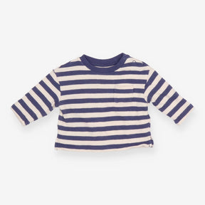 T-shirt long sleeve white and navy stripe
