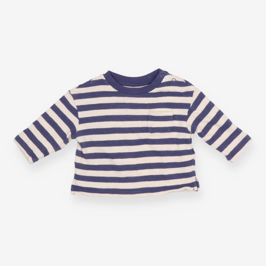 T-shirt long sleeve white and navy stripe