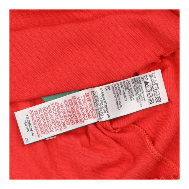 T-Shirt Long Sleeved Red Ribbed with Flower Appliq