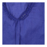 Short Sleeve Top Cobalt Blue Gathered Button Neckl