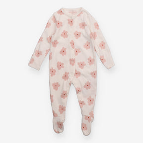 Sleepsuit white pink flowers