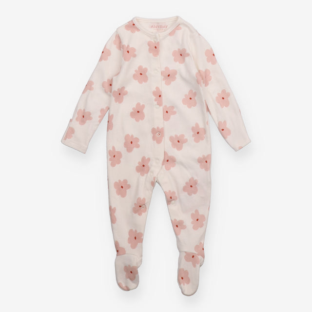Sleepsuit white pink flowers