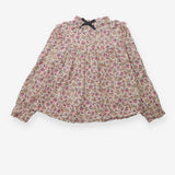 Top Long Sleeve Frill Collar Pink Floral