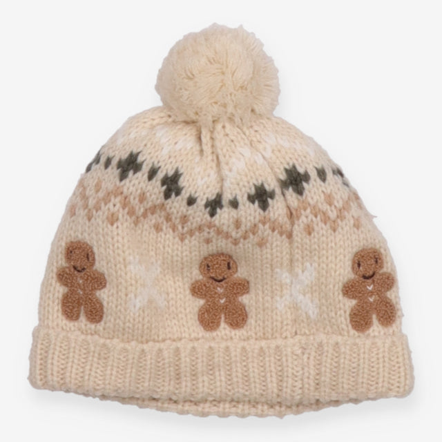 Winter hat cream pom pom ginger men