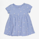 Dress Short Sleeve Blue with White Spots