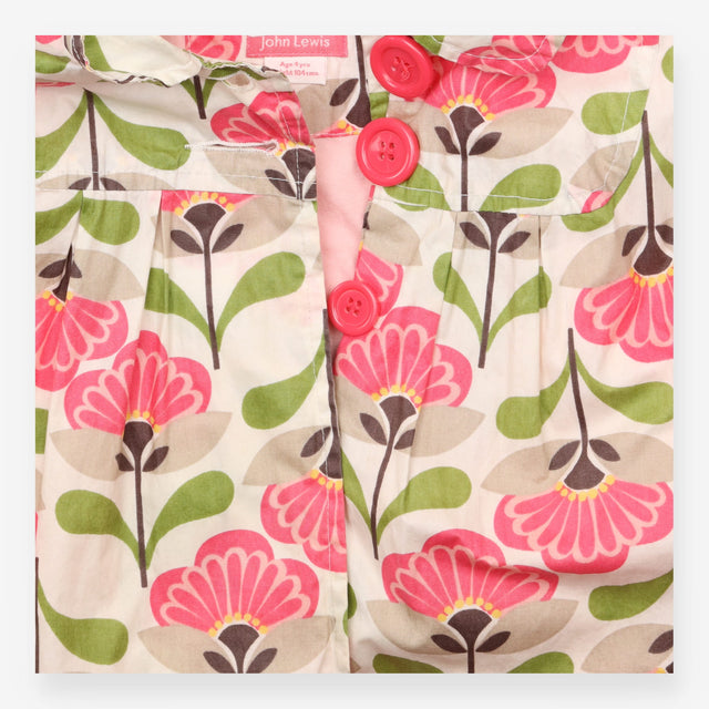 Jacket hooded white with pink flowers