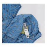 Blouse Blue Floral Pintuck Bubble