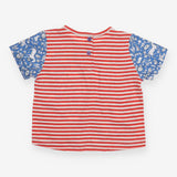 T-shirt unicorn birds flowers print red striped at