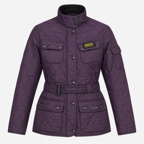 Quilted Jacket Dark Purple Belted High Neck