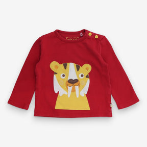 T-shirt Red Sabre Tooth Tiger Applique