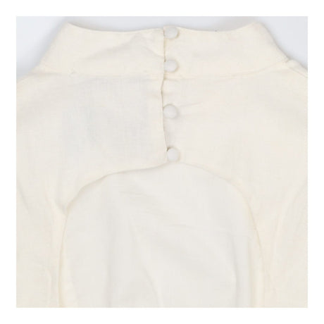Linen Blend Tie Back Crop Top