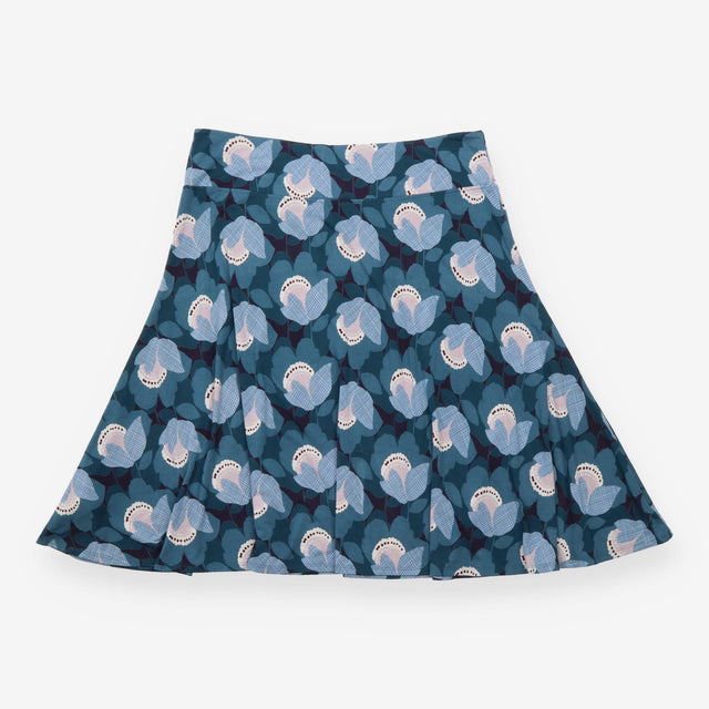 White Stuff Teal Blue Floral Print Jersey A-Line S