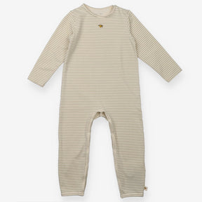Cream and green striped sleepsuit with little lemo