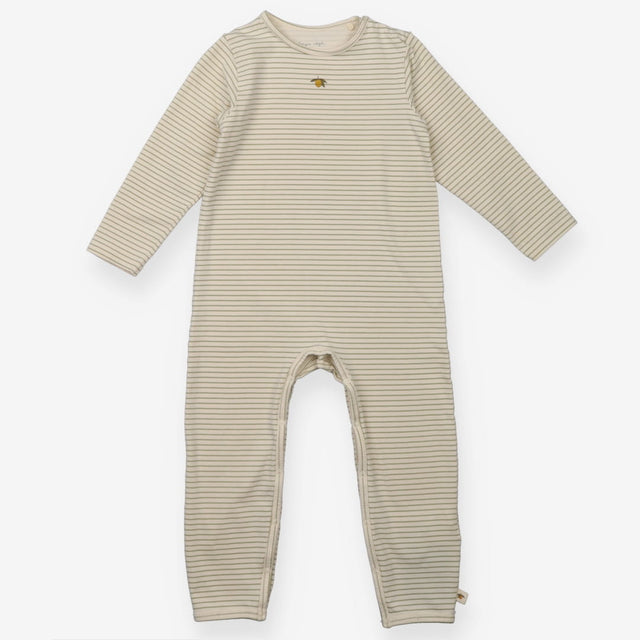 Cream and green striped sleepsuit with little lemo