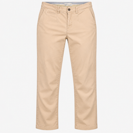 Trousers Chino Straight Leg Beige Cotton Stretch