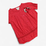 Red Broderie Anglaise Shirt with floral bow