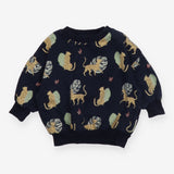 Sweater Navy Cheetah Appliques
