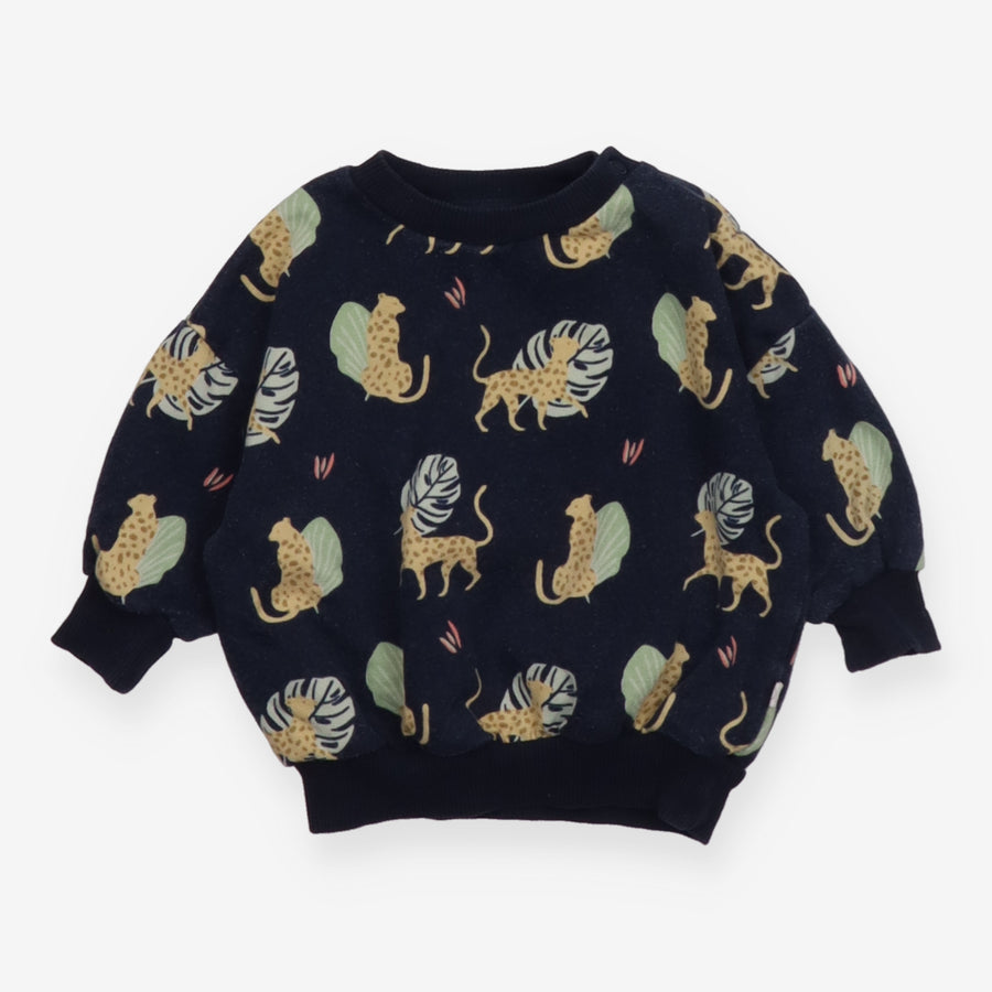 Sweater Navy Cheetah Appliques