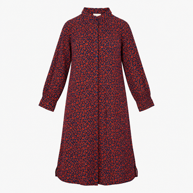 Navy & Red Animal Print Shirt Dress