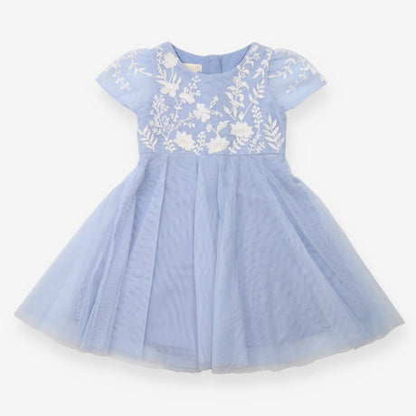 Blue Occasion Dress with Flower Embroidery 