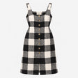 Black White Gingham Check Lyocell Linen Square Nec